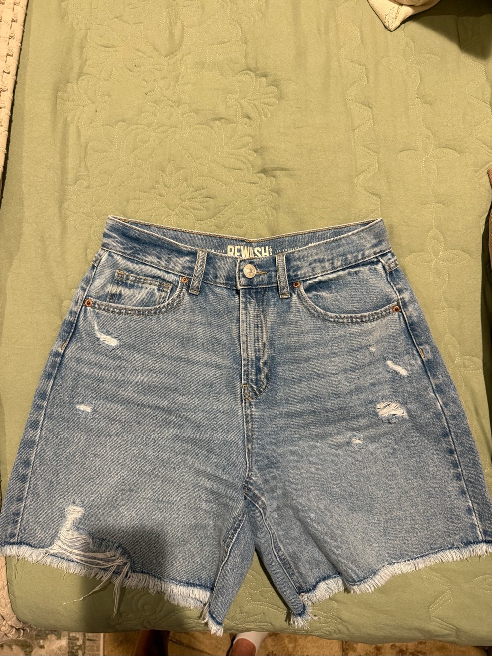 Rewash Distressed Bermuda Denim Shorts Size 25 | High Rise Frayed Hem denim